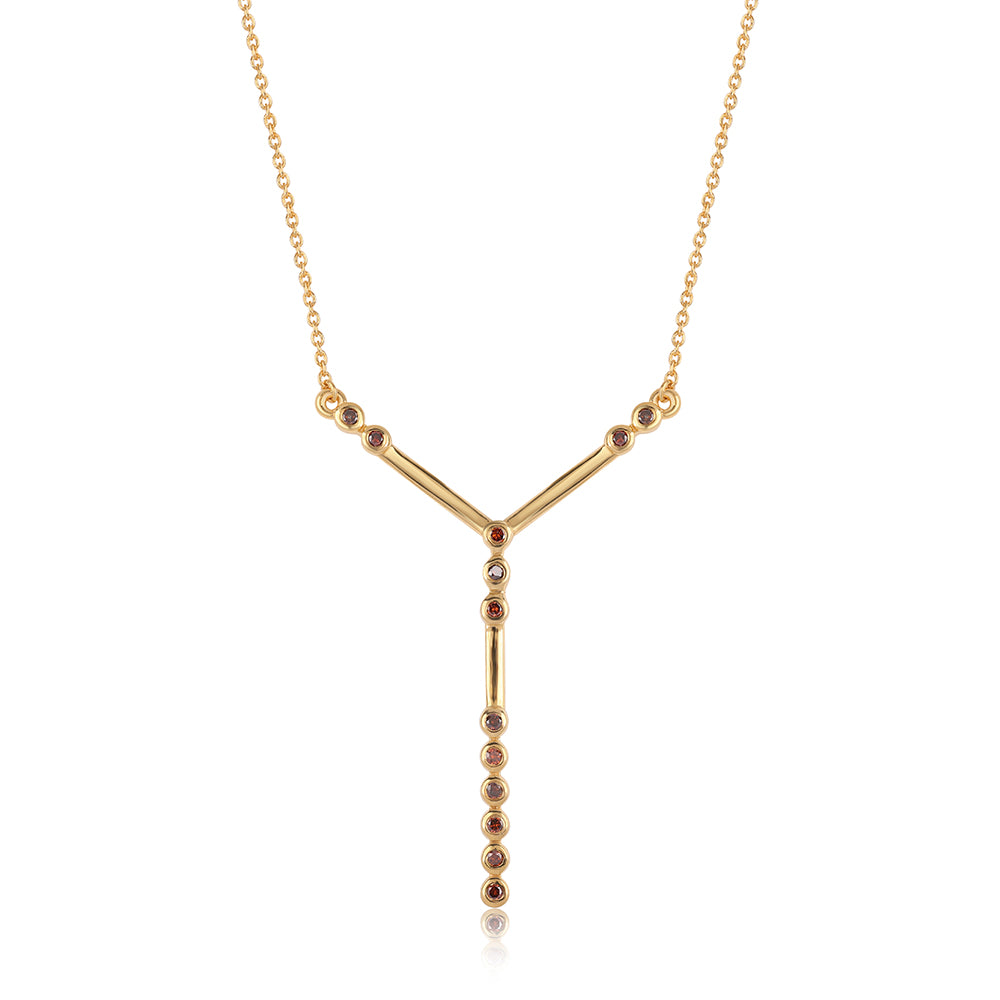 Goldplattierte Silberhalskette mit rotem Diamant