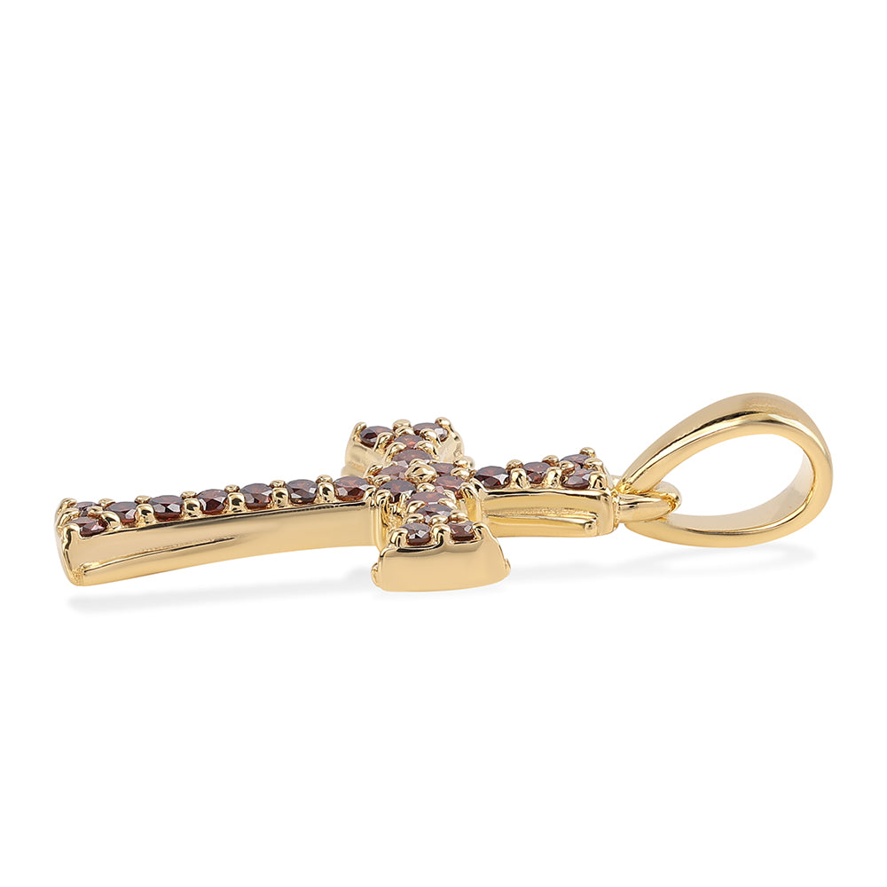 Goldplattierter Silberanhänger mit rotem Diamant