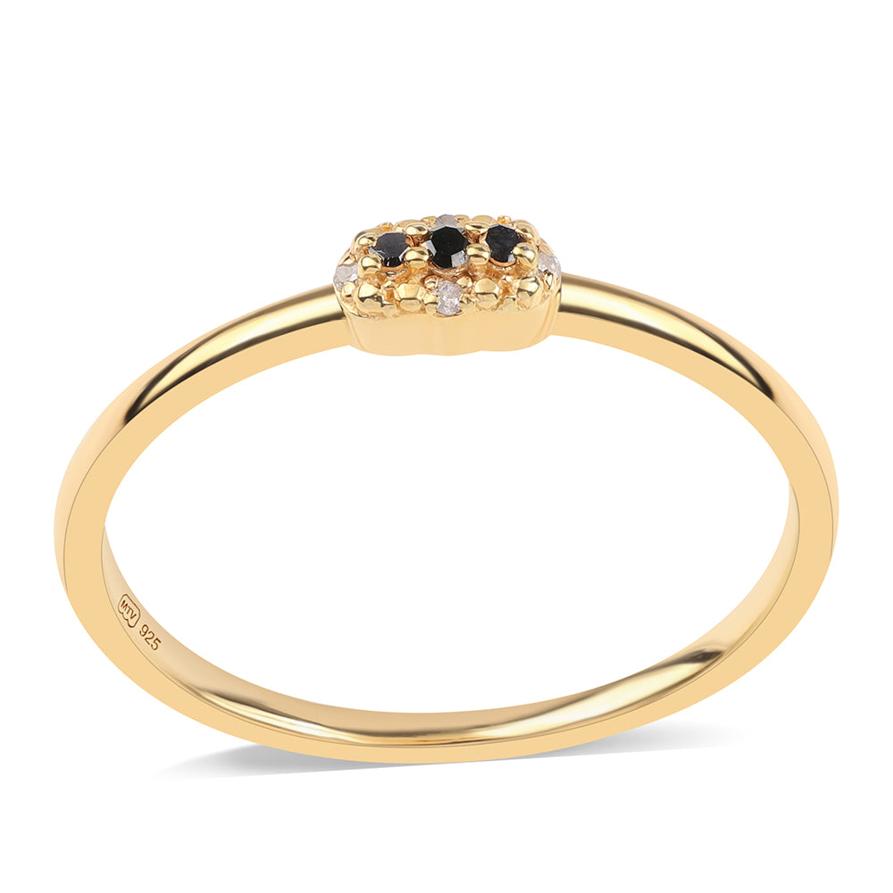 Goldplattierter Silberring mit schwarzem Diamant
