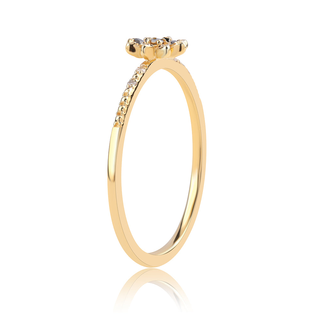 Goldplattierter Silberring mit schwarzem Diamant