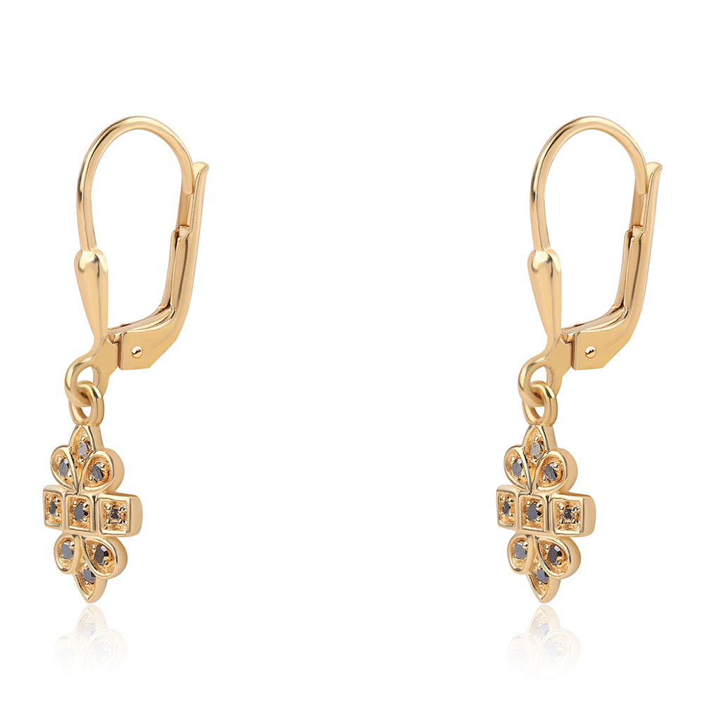 Goldplattierte Silberohrringe mit schwarzem Diamant 2