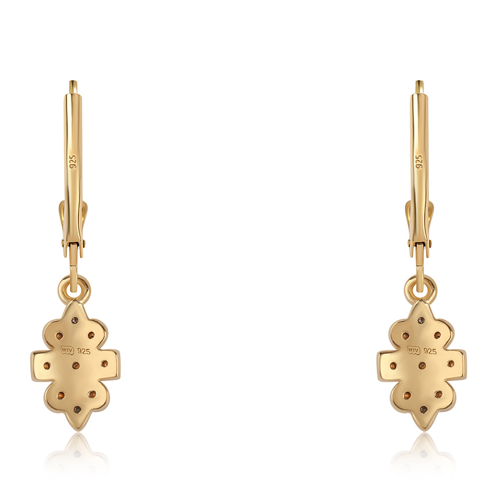 Goldplattierte Silberohrringe mit schwarzem Diamant 3