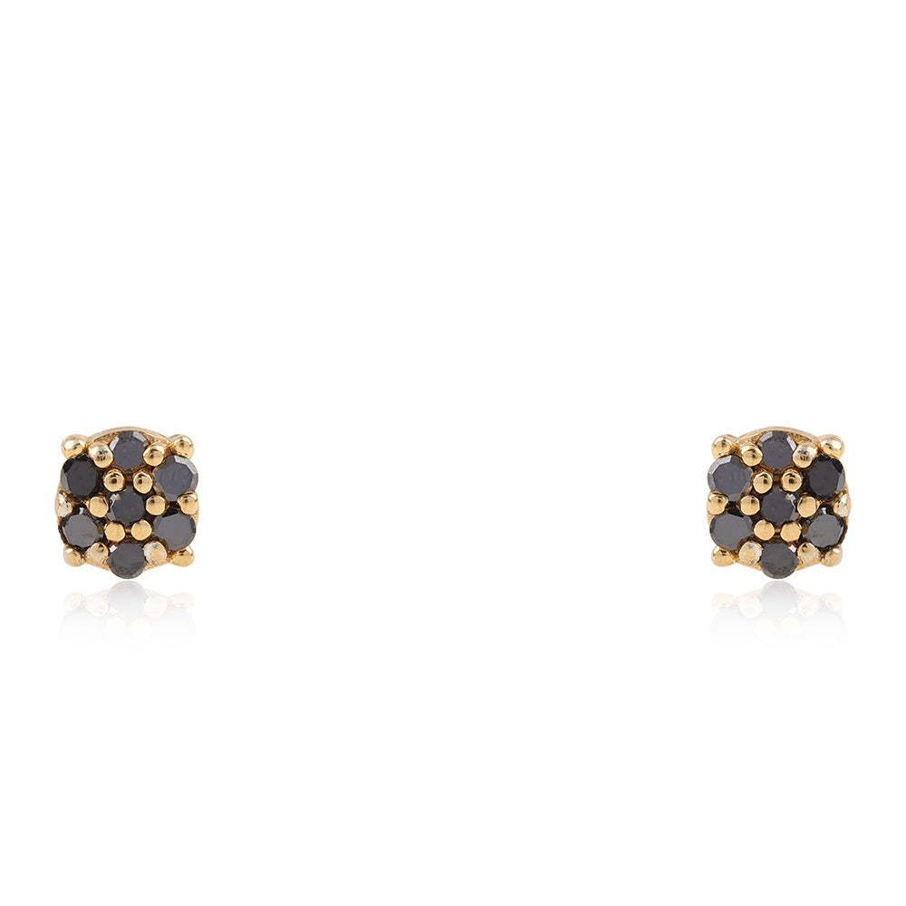 Goldplattierte Silberohrringe mit schwarzem Diamant 2