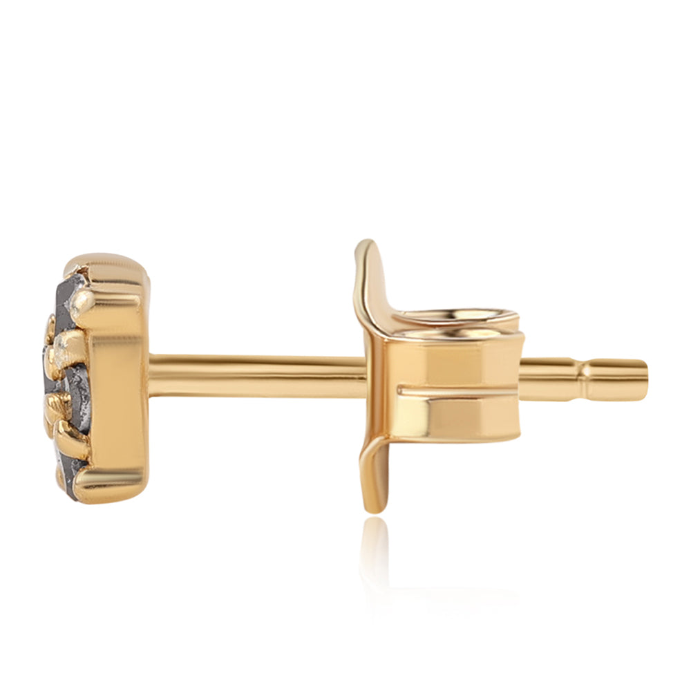 Goldplattierte Silberohrringe mit schwarzem Diamant 3