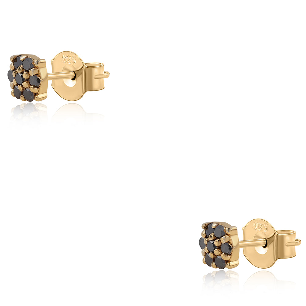 Goldplattierte Silberohrringe mit schwarzem Diamant 1