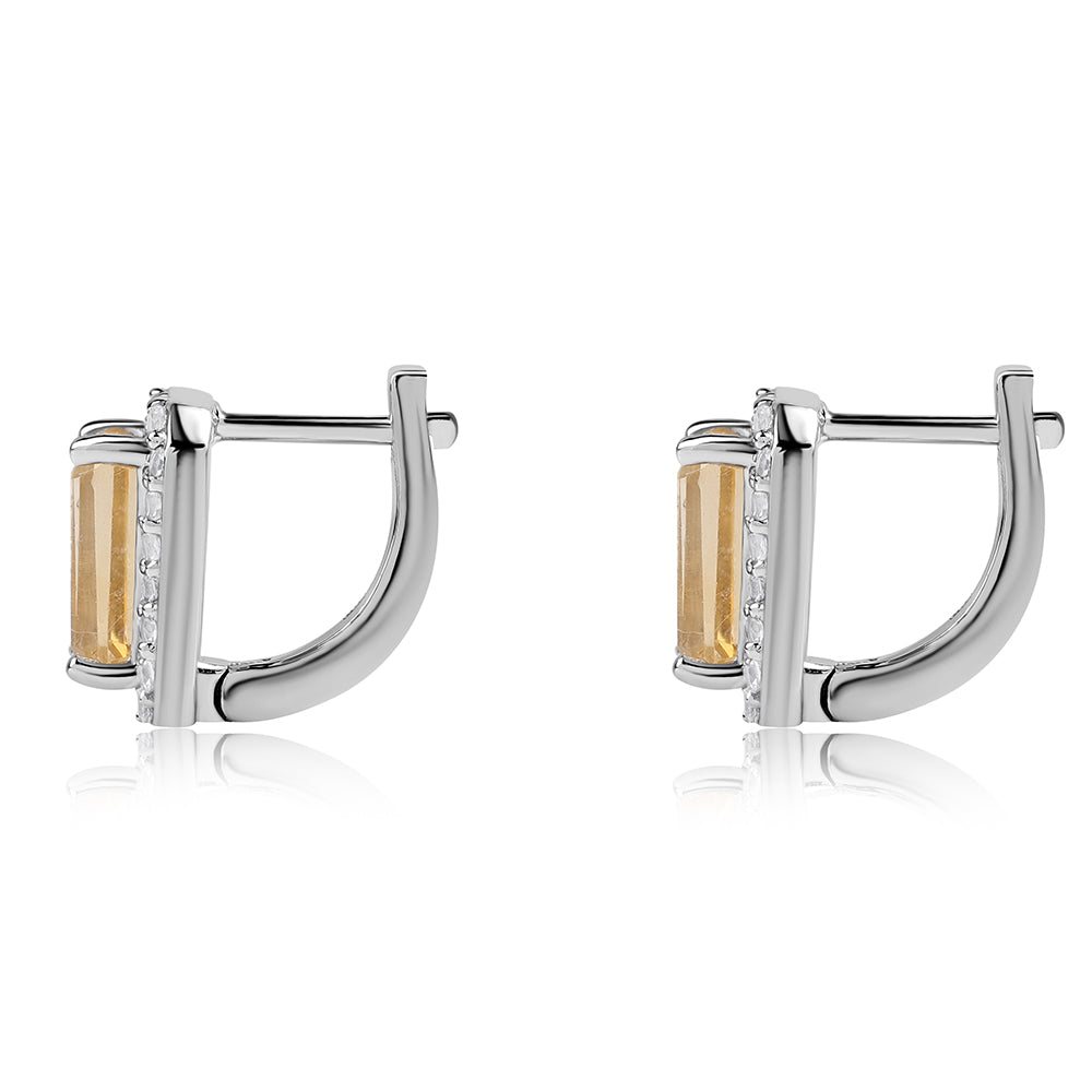 Silberohrringe mit Brasilianischem Zitrin - Klasse AA und weißem Topas