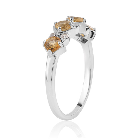 Silberring mit Brasilianischem Zitrin - Klasse AA und weißem Topas