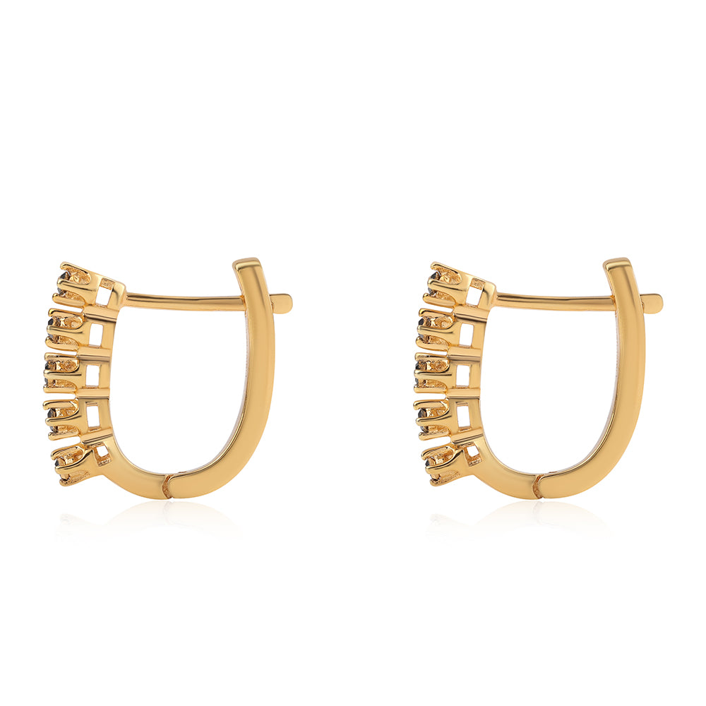 Goldplattierte Silberohrringe mit schwarzem Diamant 2