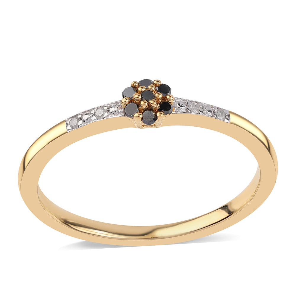 Goldplattierter Silberring mit schwarzem Diamant