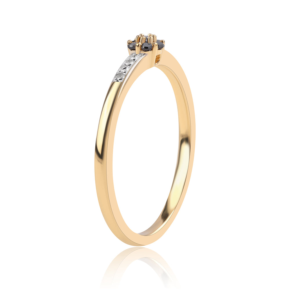 Goldplattierter Silberring mit schwarzem Diamant