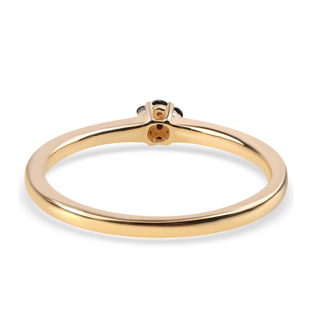 Goldplattierter Silberring mit schwarzem Diamant