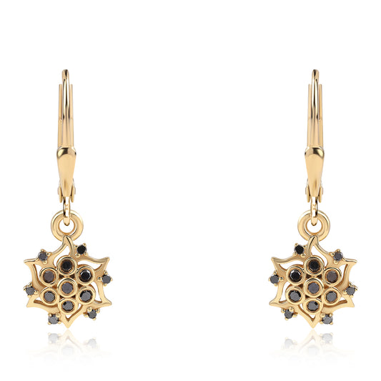 Goldplattierte Silberohrringe mit schwarzem Diamant