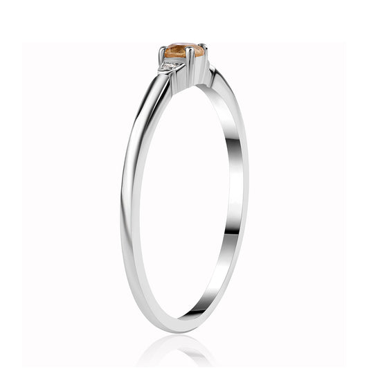 Silberring mit Brasilianischem Zitrin - Klasse AA und weißem Topas