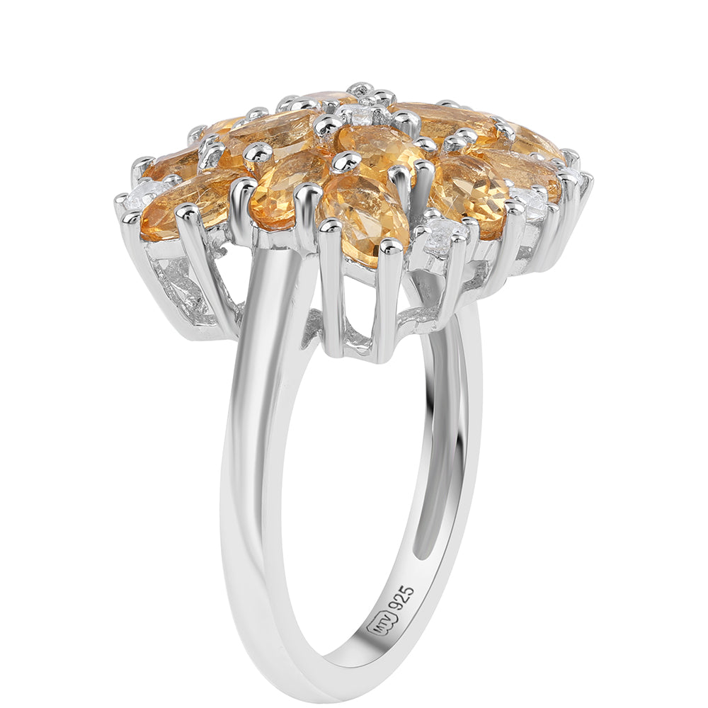 Silberring mit Brasilianischem Zitrin - Klasse AA und weißem Topas 2