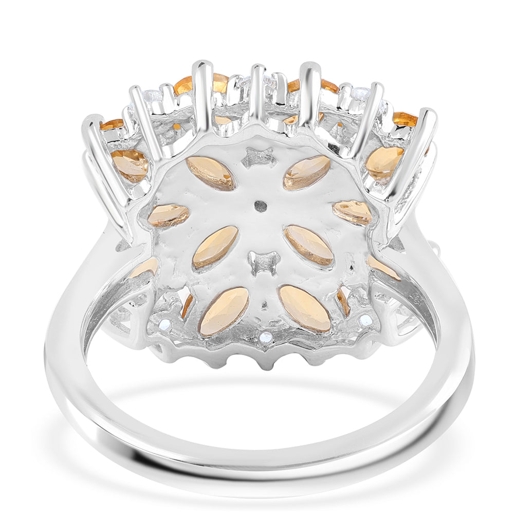 Silberring mit Brasilianischem Zitrin - Klasse AA und weißem Topas 3