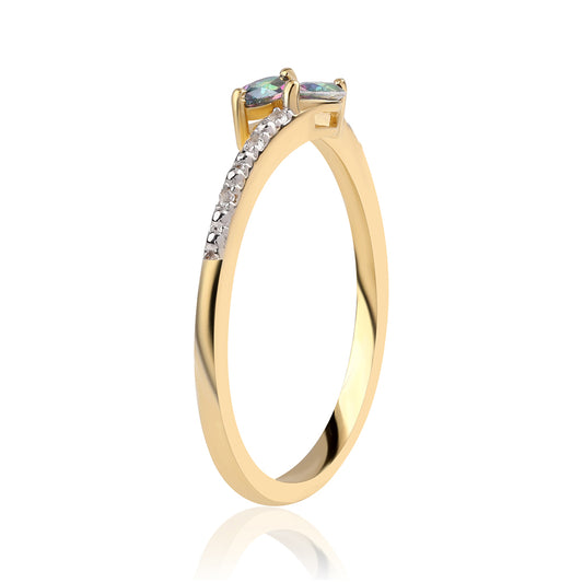 Goldplattierter Silberring mit mystischem Topas und weißem Topas