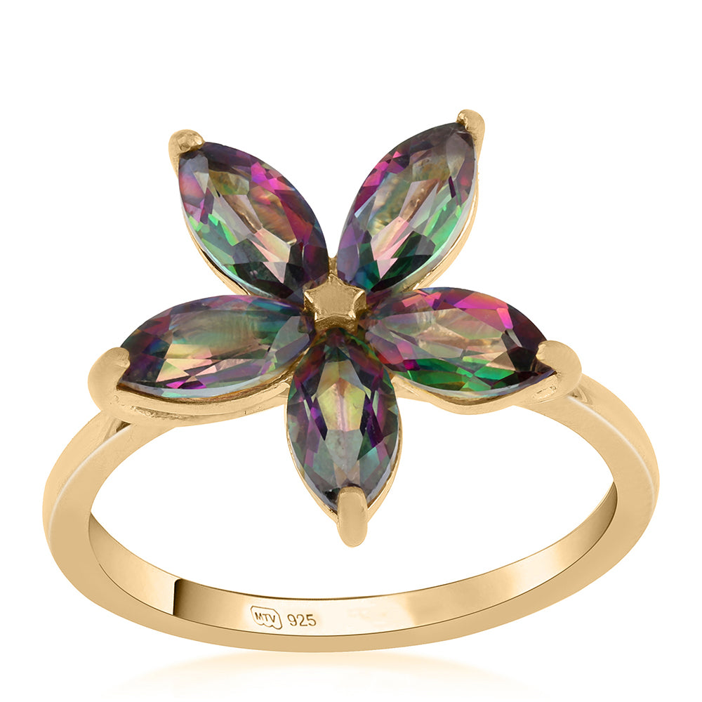 Goldplattierter Silberring mit mystischem Topas 1