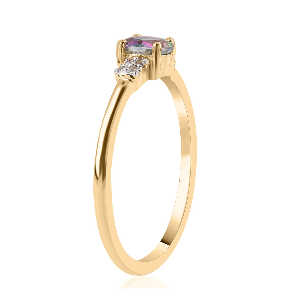 Goldplattierter Silberring mit mystischem Topas und weißem Topas 2