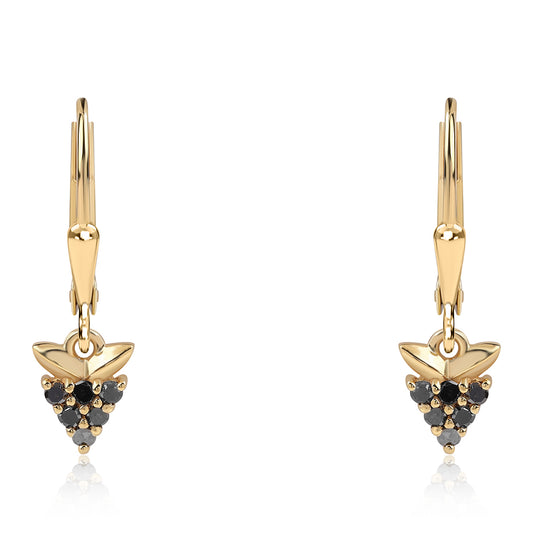 Goldplattierte Silberohrringe mit schwarzem Diamant