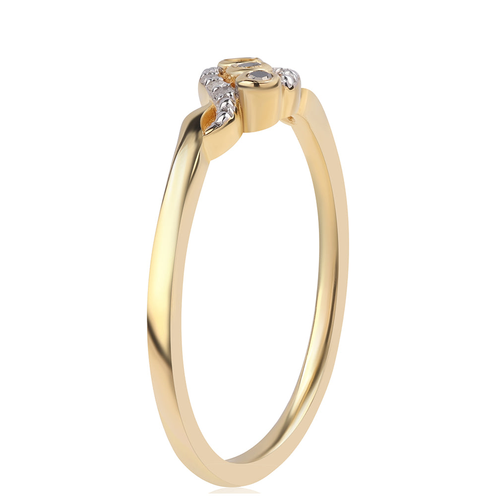 Goldplattierter Silberring mit schwarzem Diamant