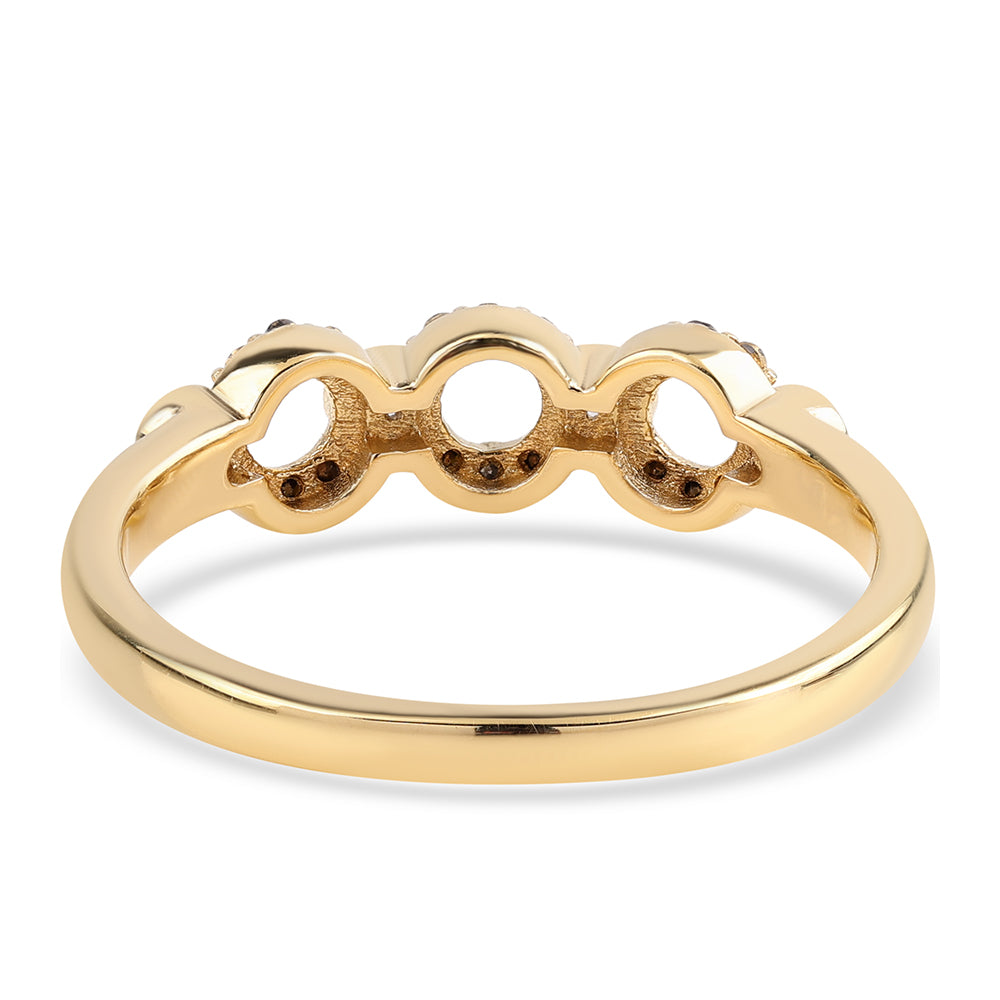 Goldplattierter Silberring mit schwarzem Diamant und weißem Topas