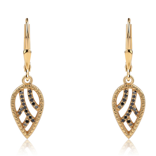 Goldplattierte Silberohrringe mit schwarzem Diamant