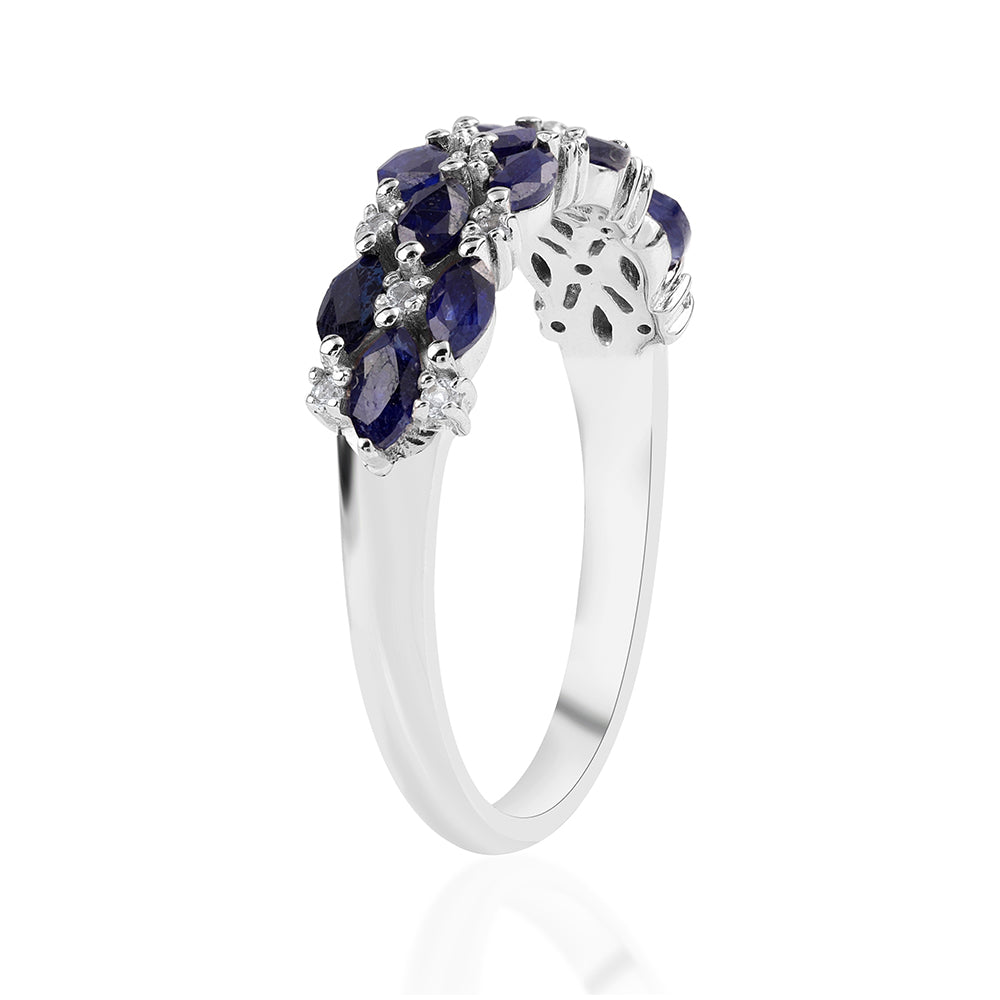 Silberring mit australischem blauem Saphir und weißem Topas 3