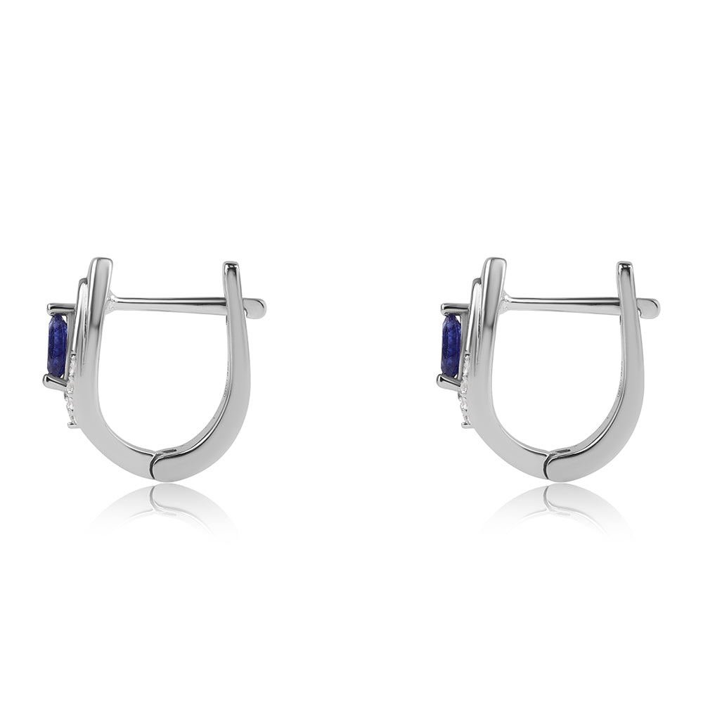 Silberohrringe mit australischem blauem Saphir und weißem Topas