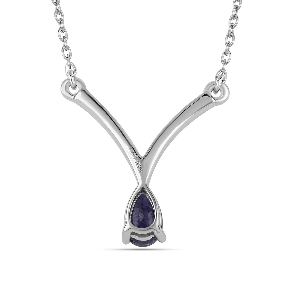 Silberhalskette mit australischem blauem Saphir und weißem Topas 3