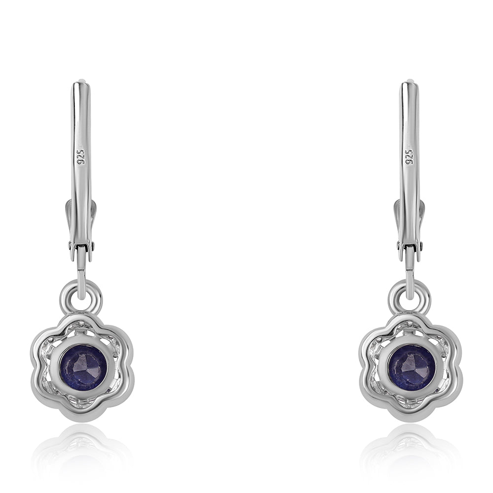 Silberohrringe mit australischem blauem Saphir und weißem Topas 3