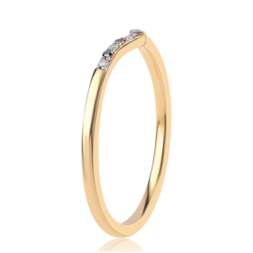 Goldplattierter Silberring mit schwarzem Diamant