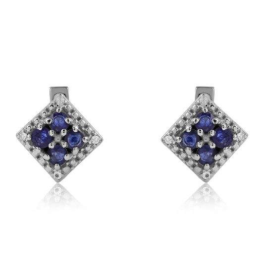 Silberohrringe mit australischem blauem Saphir und weißem Topas