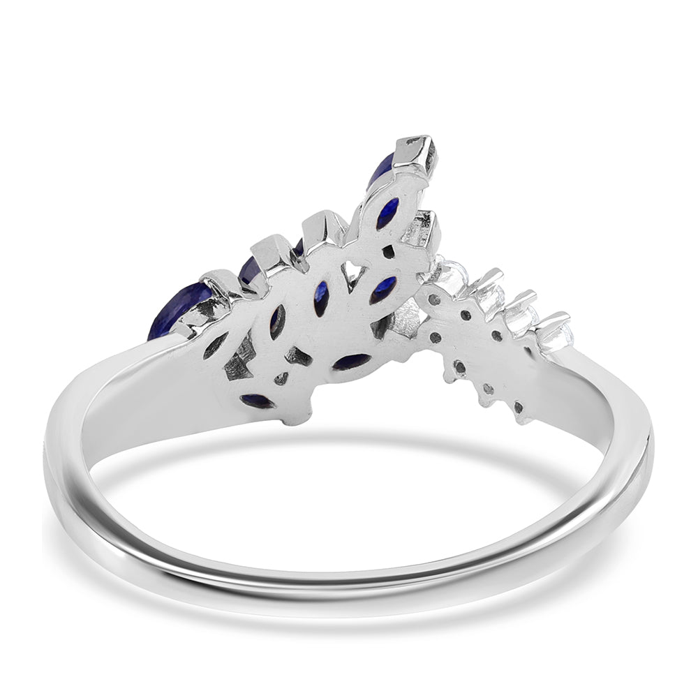 Silberring mit australischem blauem Saphir und weißem Topas