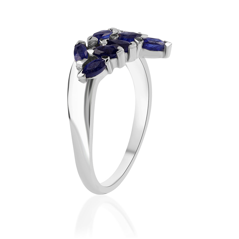 Silberring mit australischem blauem Saphir und weißem Topas