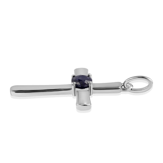 Silberanhänger mit australischem blauem Saphir