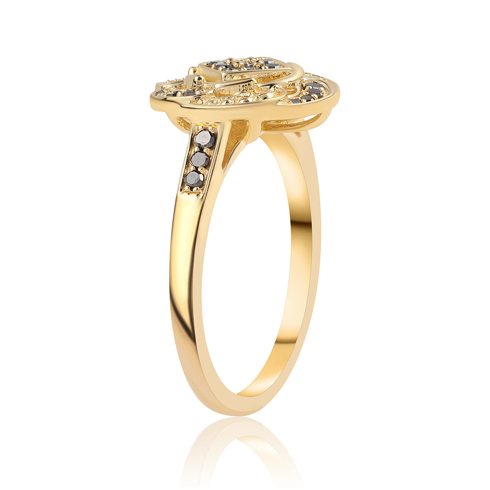 Goldplattierter Silberring mit schwarzem Diamant 2