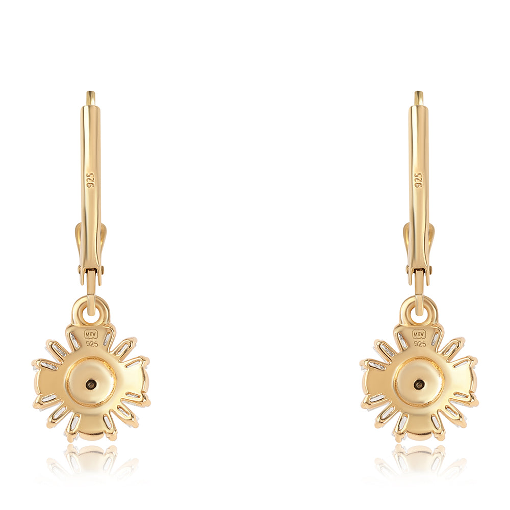 Goldplattierte Silberohrringe mit schwarzem Diamant und weißem Topas