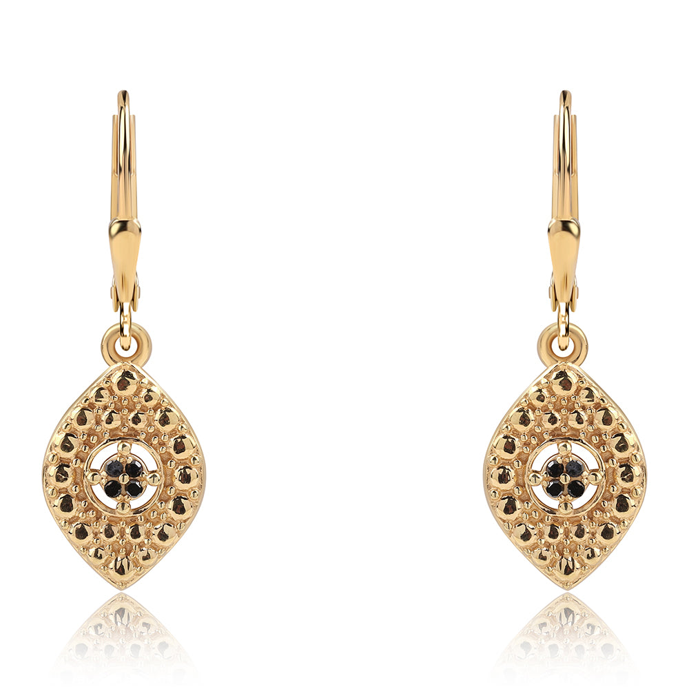 Goldplattierte Silberohrringe mit schwarzem Diamant