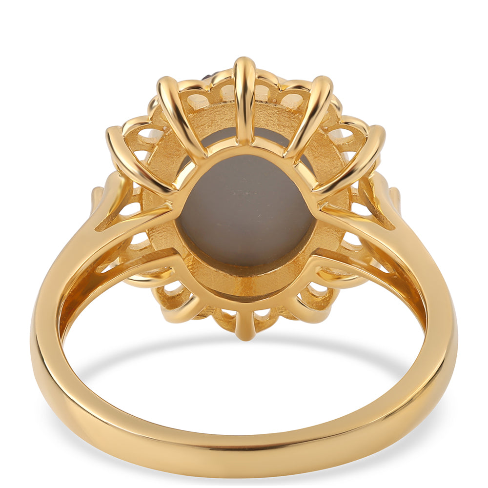 Goldplattierter Silberring mit lila Druse