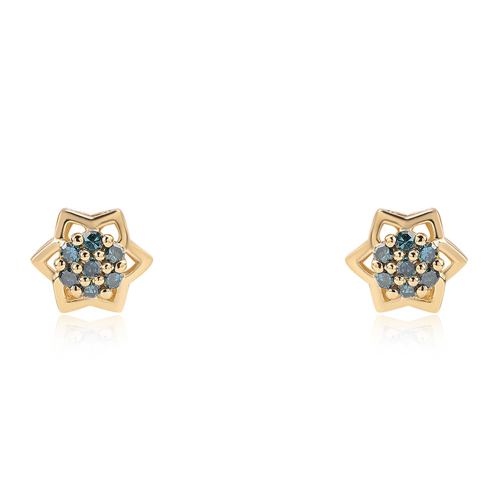 Goldplattierte Silberohrringe mit blauem Diamant 1