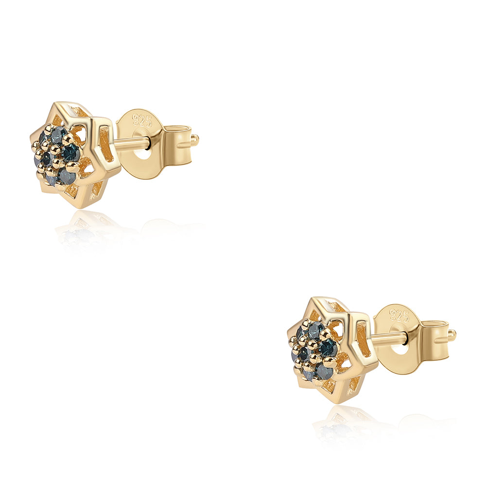 Goldplattierte Silberohrringe mit blauem Diamant 2