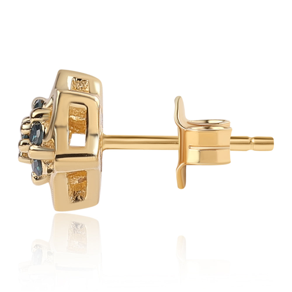 Goldplattierte Silberohrringe mit blauem Diamant 3