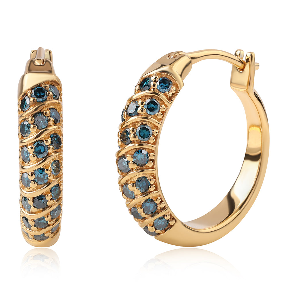 Goldplattierte Silberohrringe mit blauem Diamant