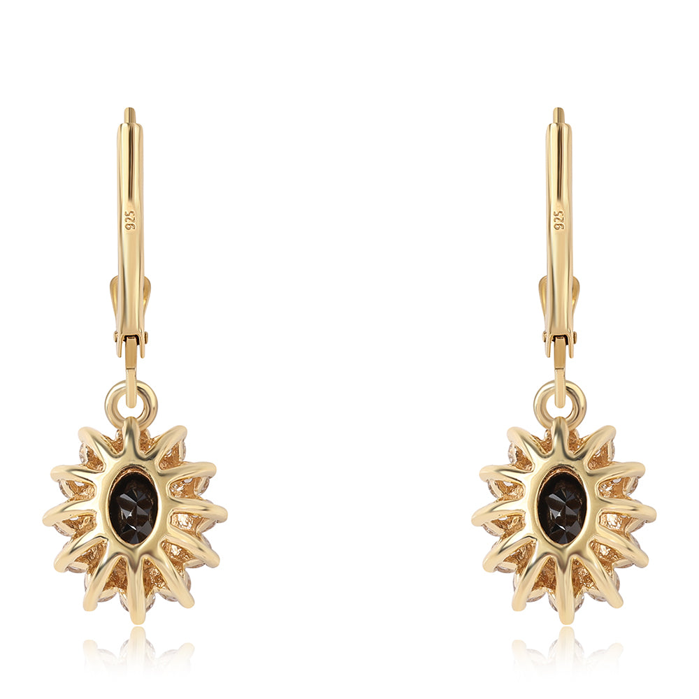 Goldplattierte Silberohrringe mit schwarzem Spinell und weißem Topas 3