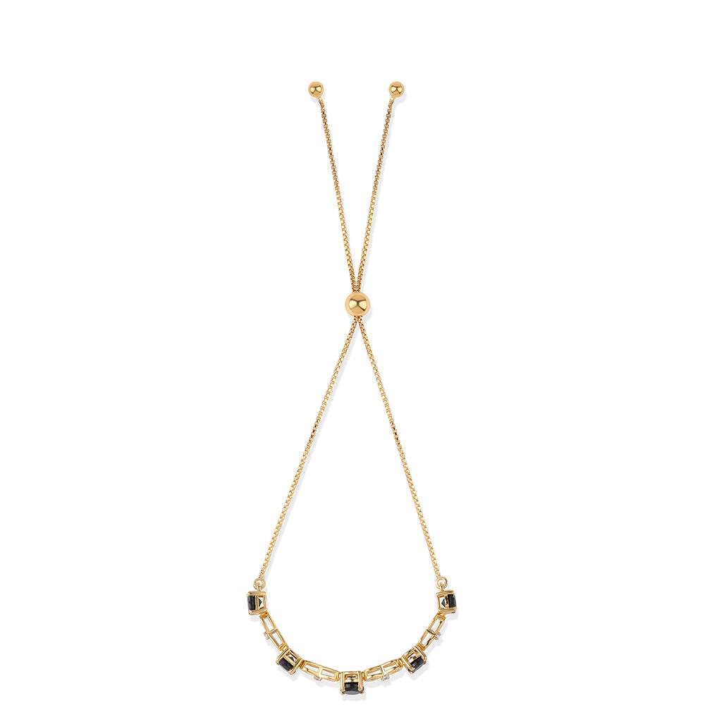 Goldplattiertes Silberarmband mit schwarzem Spinell und weißem Topas