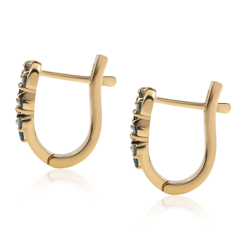 Goldplattierte Silberohrringe mit blauem Diamant 2