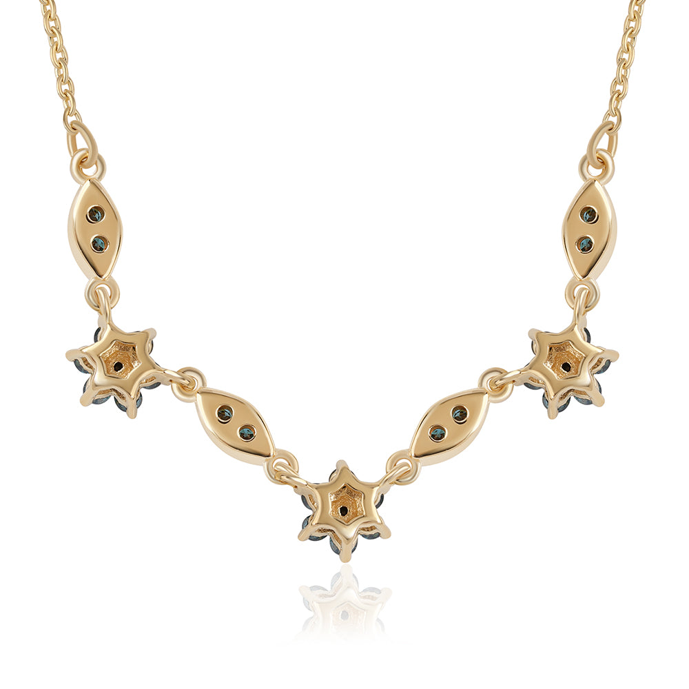 Goldplattierte Silberhalskette mit blauem Diamant