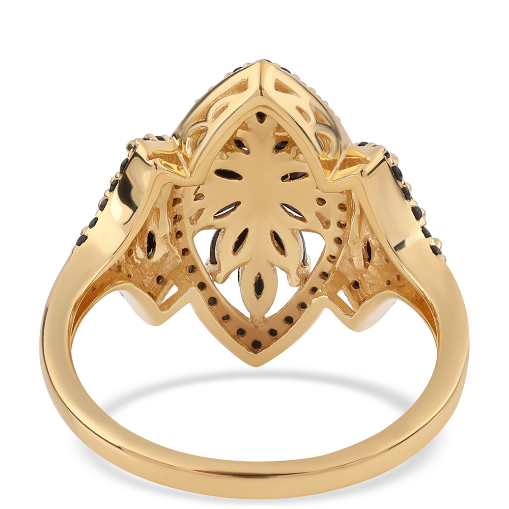 Goldplattierter Silberring mit schwarzem Spinell