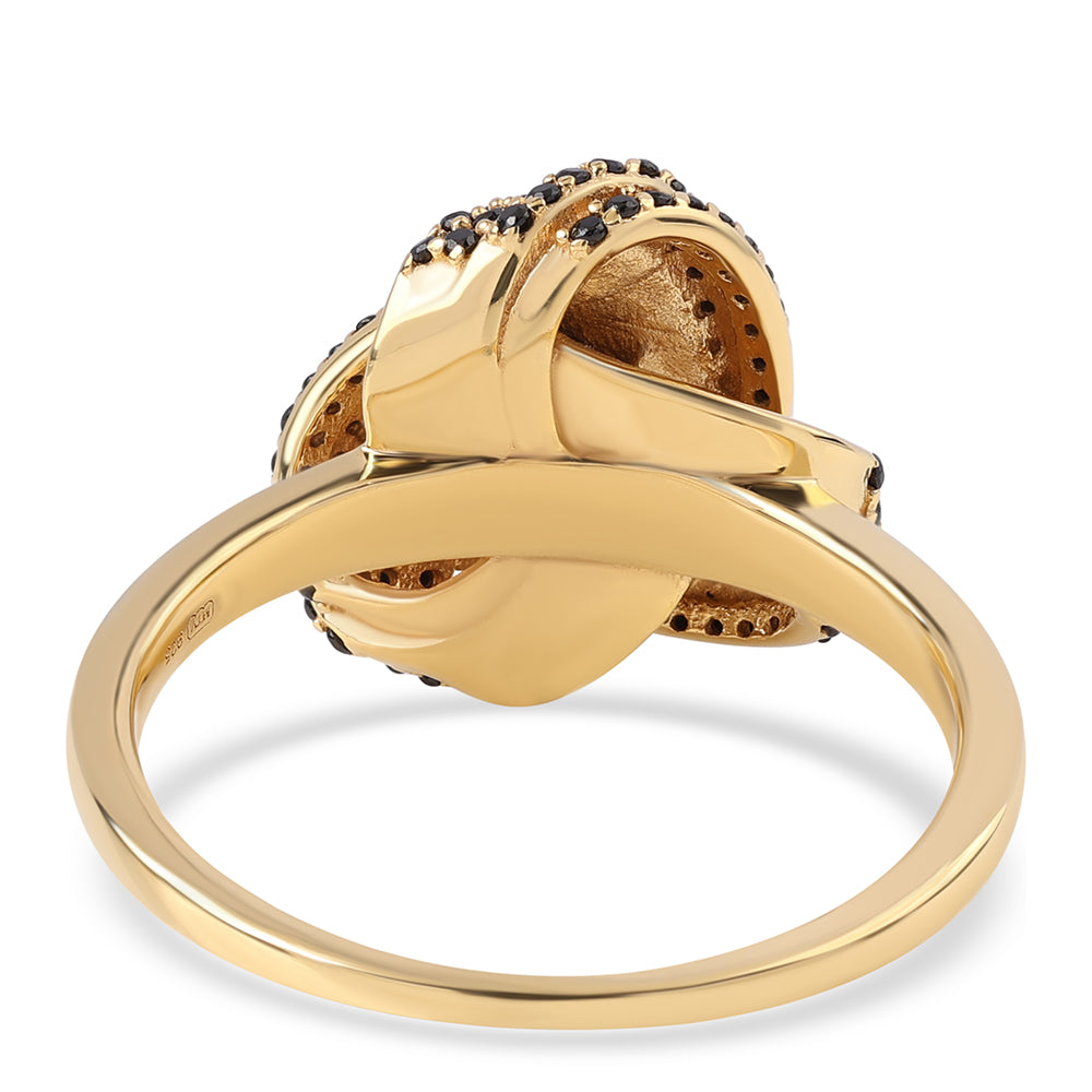 Goldplattierter Silberring mit schwarzem Spinell