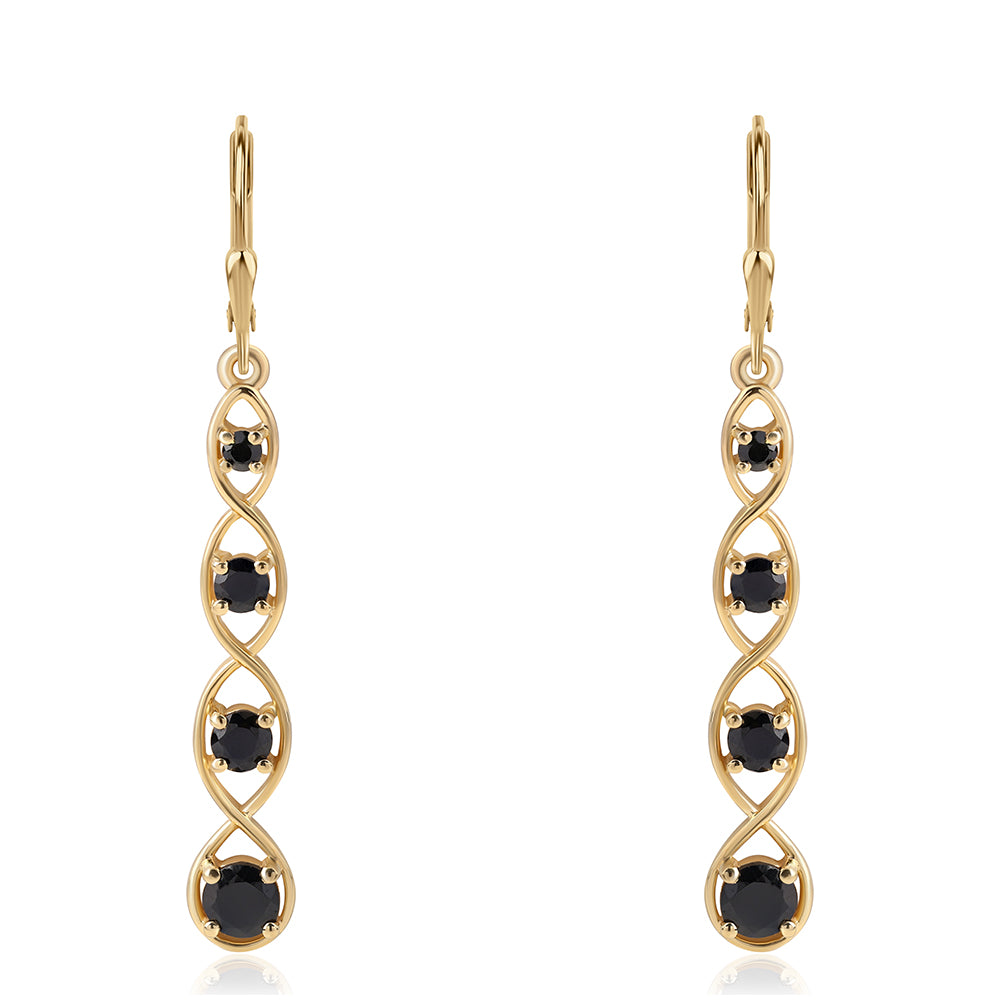 Goldplattierte Silberohrringe mit schwarzem Spinell 1